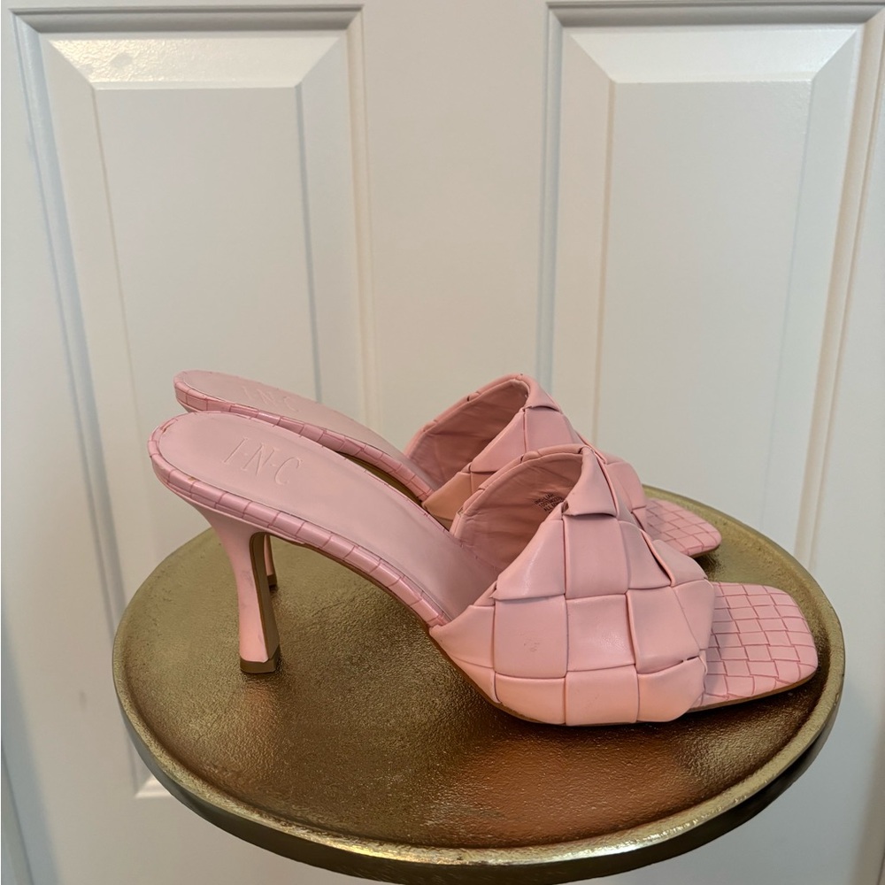 INC International Concepts Women's Pink Woven Heeled Sandals